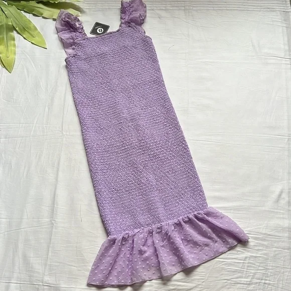 NWT FARORO Bodycon Casual Puff Sleeve Smocked Midi Dress - Picture 5 of 10